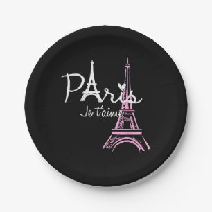 I Liebe Paris Eiffel Tower Frankreich Pappteller
