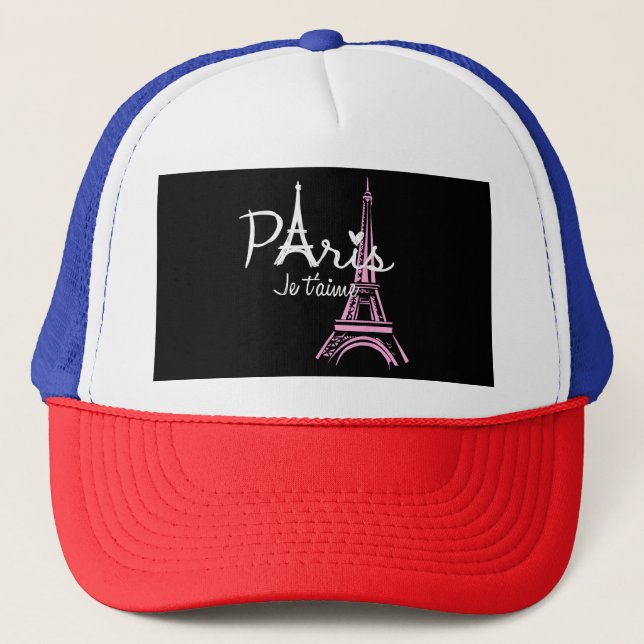 I Liebe Paris Eiffel Tower Frankreich Truckerkappe (Vorderseite)