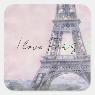 I Liebe Paris Eiffel Tower Quadratischer Aufkleber