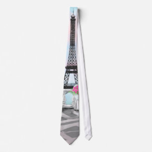 I Liebe Paris - Eiffelturm und Bouquet-Blume Krawatte