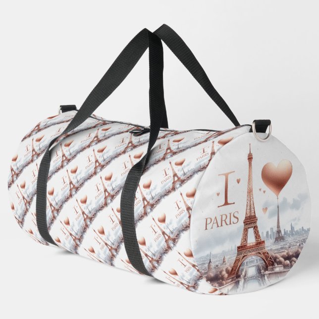 I Liebe Paris Eiffelturm und Herz Duffle Bag (Linke Ecke)