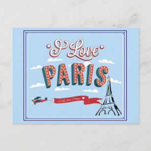 I Liebe Paris Frankreich Eiffel Tower Travel Postkarte