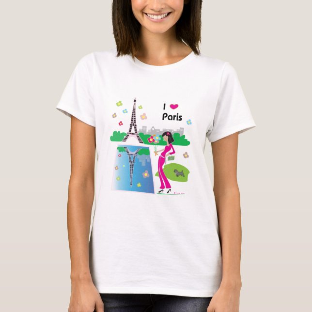 I Liebe Paris, Frankreich T-Shirt (Vorderseite)