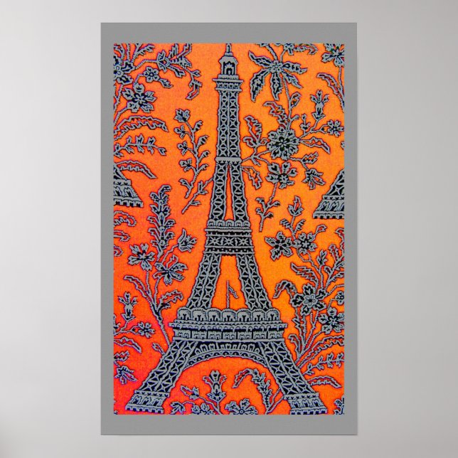 I Liebe Paris Grau Border Poster klein (Vorne)