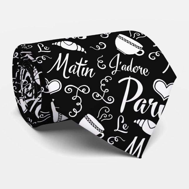 I Liebe Paris im Morgen-Kaffee und dem Hörnchen Krawatte (Gerollt)