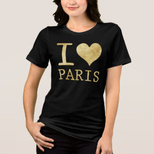 I LIEBE PARIS IMITATE GLITZER T - SHIRT