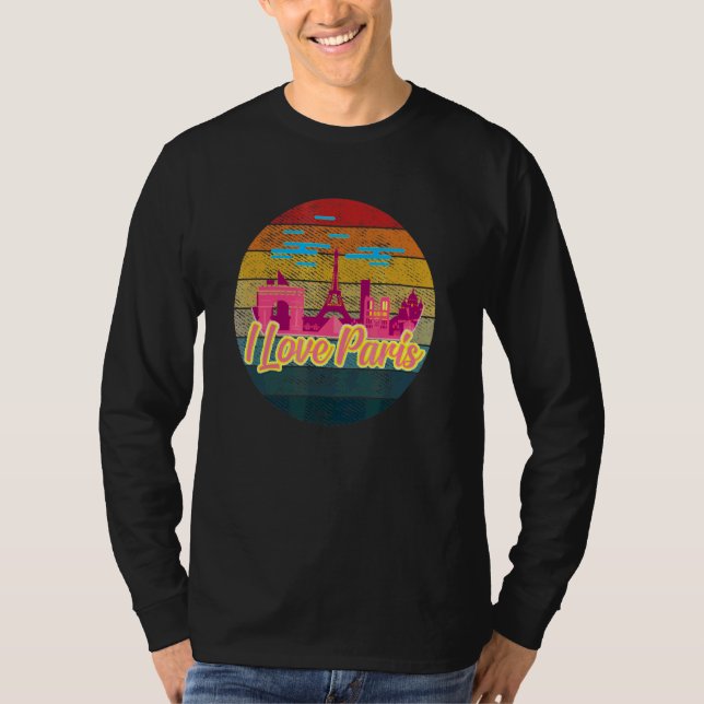 I Liebe Paris mit dem Eiffelturm Notre Dame Arc de T-Shirt (Vorderseite)