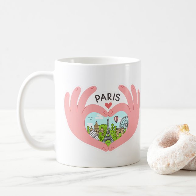 I Liebe Paris, Romantisches Inspiriert Paris Kaffeetasse (Mit Donut)