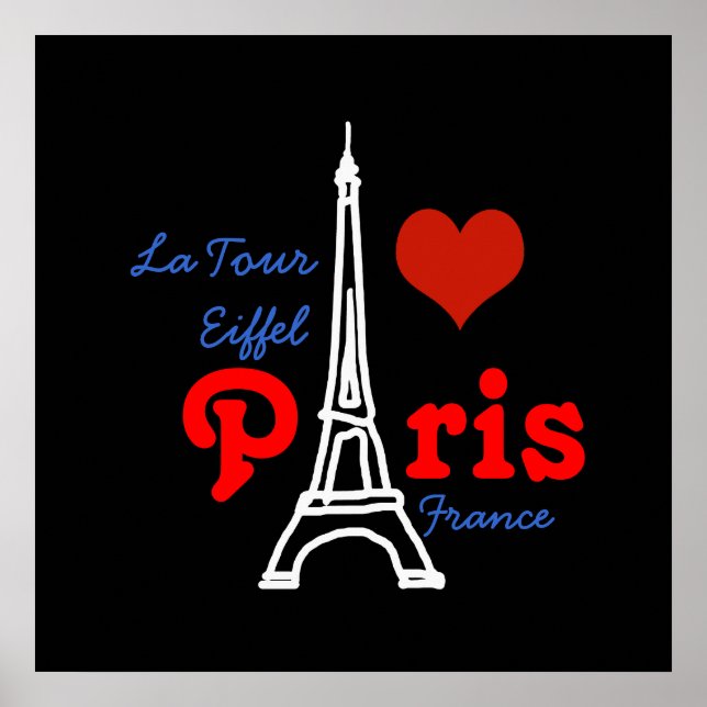 I Liebe Paris . Romantisches Rotes Herz Poster (Vorne)