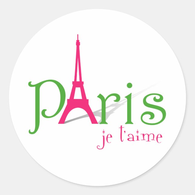 I Liebe Paris Runder Aufkleber (Vorderseite)