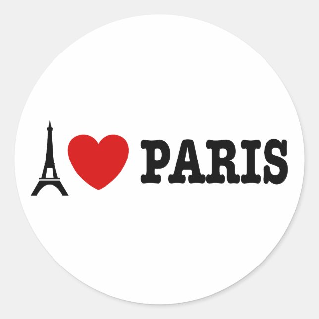 I Liebe Paris Runder Aufkleber (Vorderseite)