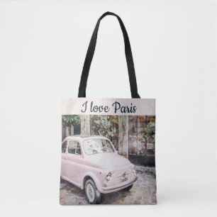 I Liebe Paris Street Scene Pink Car