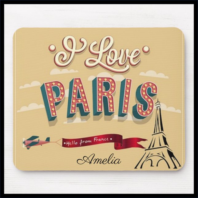 I Liebe Paris Vintage Poster Mousepad (Von Creator hochgeladen)