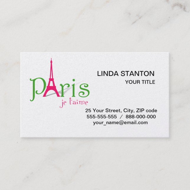 I Liebe Paris Visitenkarte (Vorderseite)
