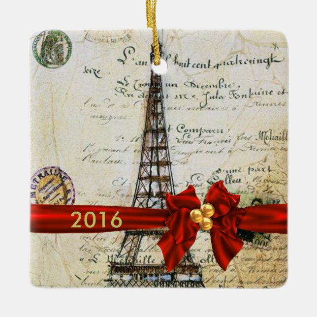 I LIEBE-PARIS-WEIHNACHTENverzierung Keramikornament (Vorderseite)