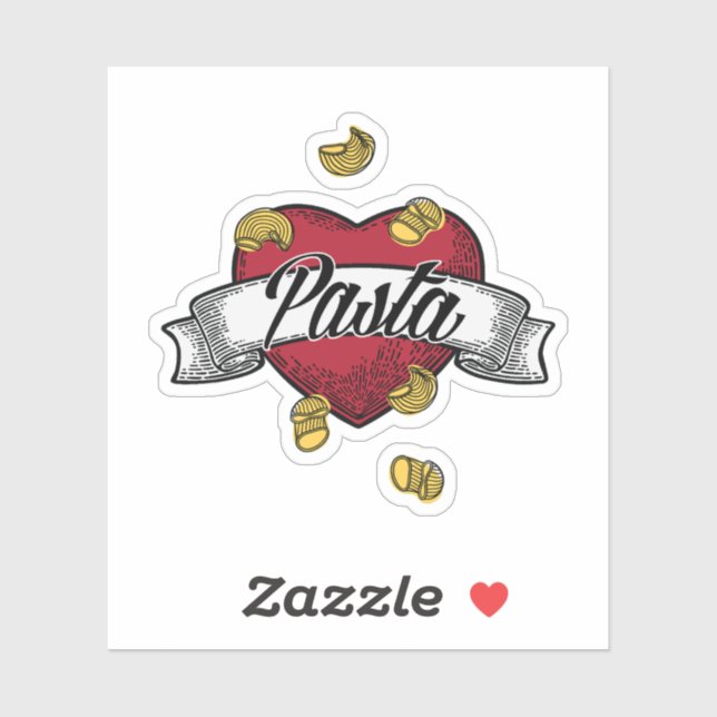 I Liebe Pasta Aufkleber (Blatt)