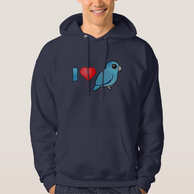 I Liebe pazifisches Parrotlets (blau) Hoodie (Vorderseite)