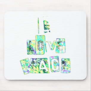 I Liebe Peace Beautiful Art Print Text Design Mousepad