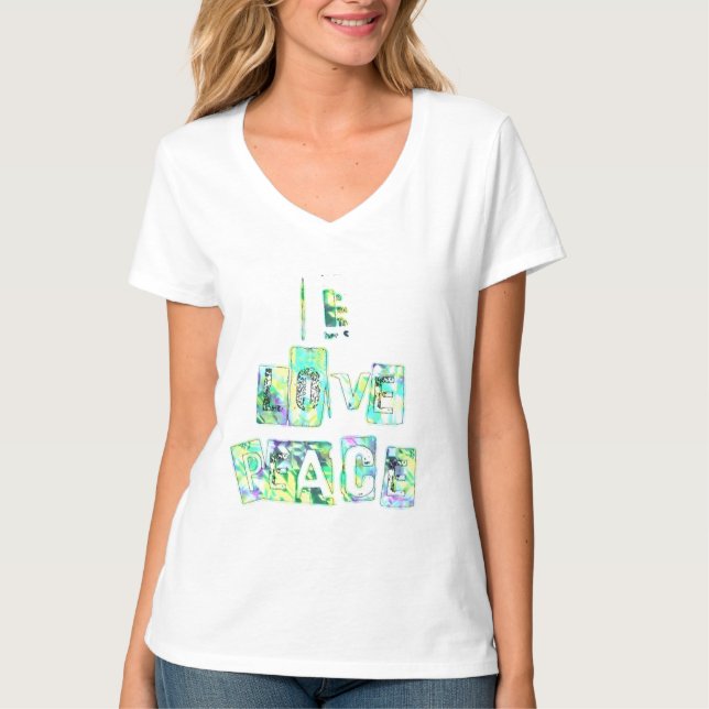 I Liebe Peace Beautiful Art Print Text Design T-Shirt (Vorderseite)