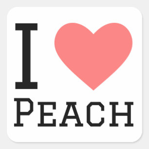 I Liebe Peach Quadratischer Aufkleber