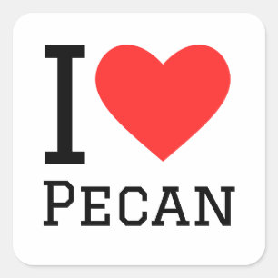 I Liebe Pecan Quadratischer Aufkleber