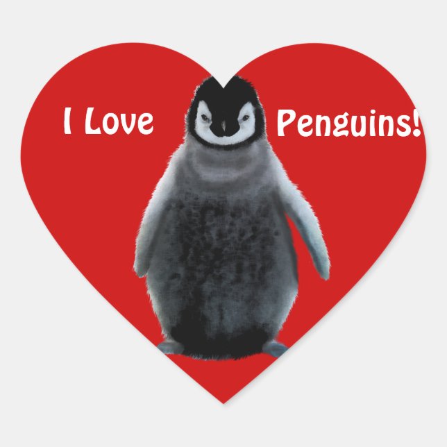 I LIEBE PENGUINS Niedlich Heart Stickers (Vorderseite)