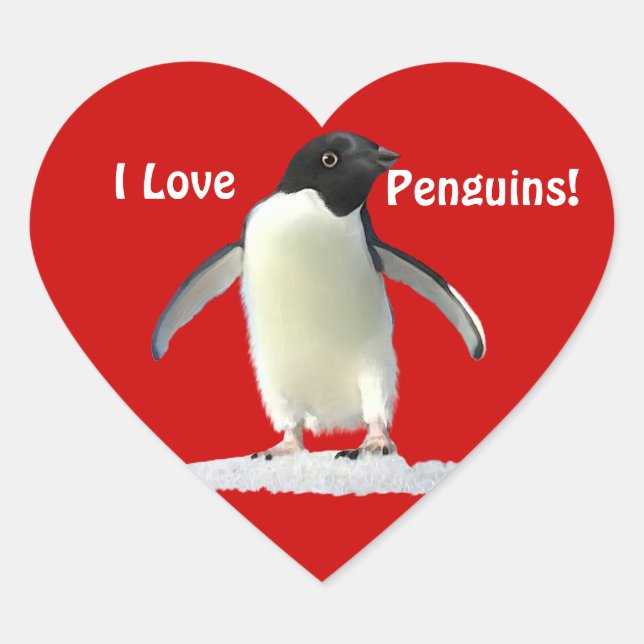 I LIEBE PENGUINS Niedlich Heart Stickers (Vorderseite)