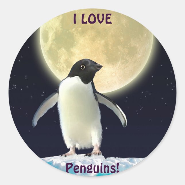 I LIEBE PENGUINS Niedliche Pinguinkleber Runder Aufkleber (Vorderseite)