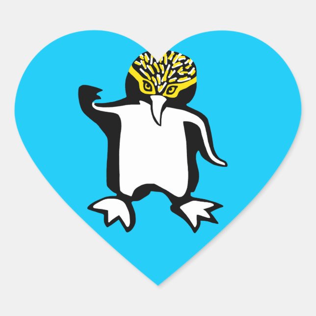 I Liebe PENGUINS - Wildtiere - Natur - Blau Herz-Aufkleber (Vorderseite)