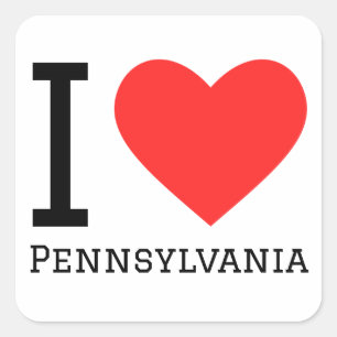 I Liebe Pennsylvania Quadratischer Aufkleber