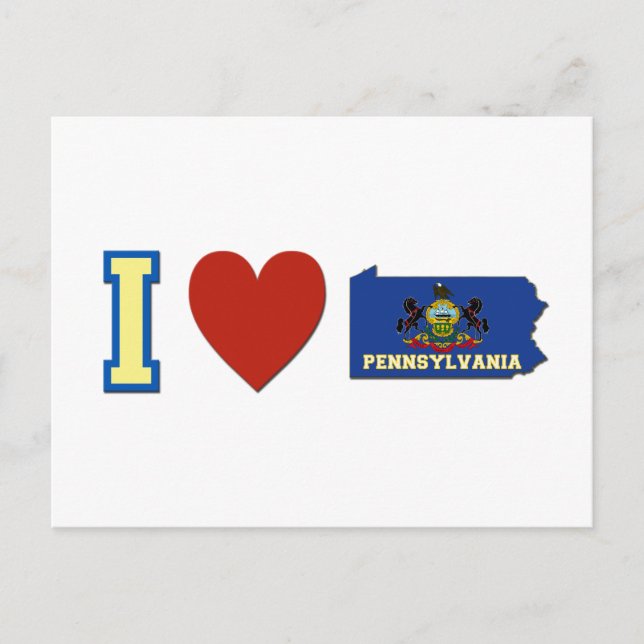 I Liebe Pennsylvania Staatsflagge und Herz Postkarte (Vorderseite)