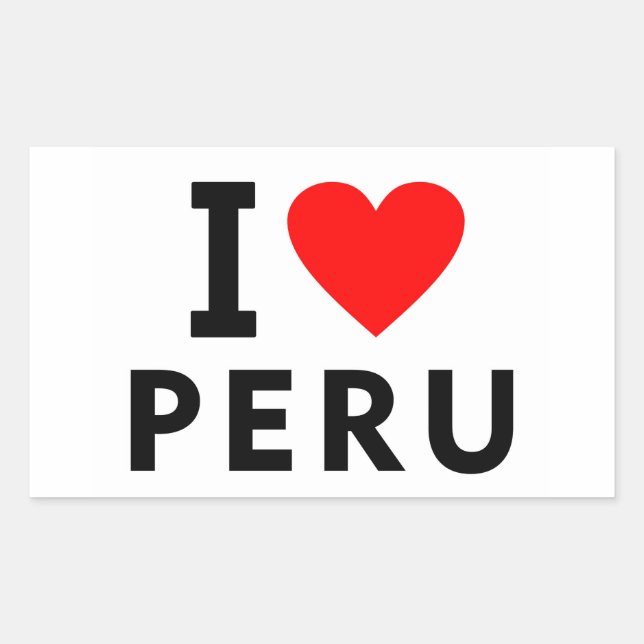 I Liebe Peru Land wie Herztourismus Rechteckiger Aufkleber (Vorderseite)