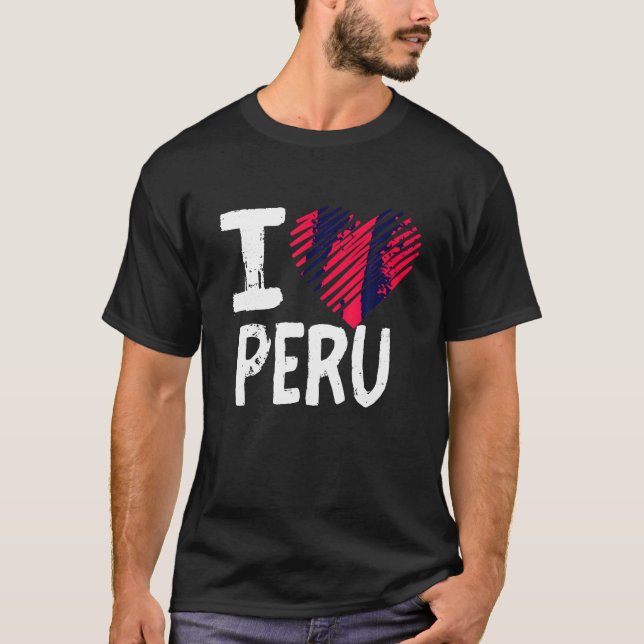 I Liebe Peru T Shirt Südamerika Urlaub Souveni (Vorderseite)