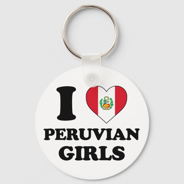 I Liebe Peruanische Mädchen Schlüsselanhänger (Vorderseite)