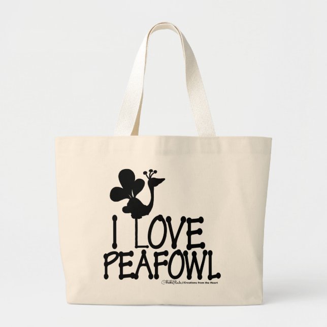 I LIEBE PFAU SILHOUETTE JUMBO STOFFBEUTEL (Vorne)