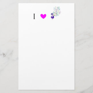 I Liebe-Pfaus Briefpapier