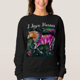 I Liebe Pferde Abstrakte whimsical Horse Malerei Sweatshirt