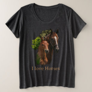 I Liebe Pferde Große Größe T-Shirt