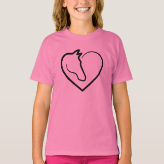 I Liebe Pferde, Herz mit Pferdekopf T-Shirt