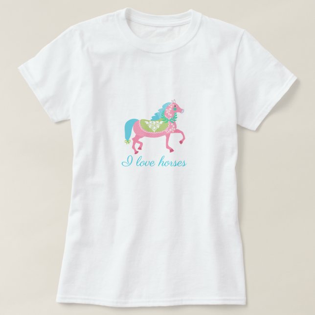 I Liebe Pferde Illustration T - Shirt Sammlung (Design vorne)