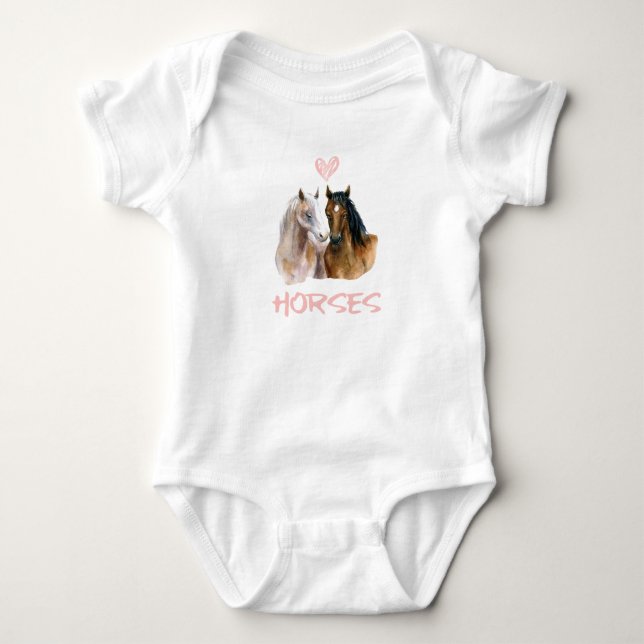 I Liebe Pferde Portrait Baby Strampler (Vorderseite)