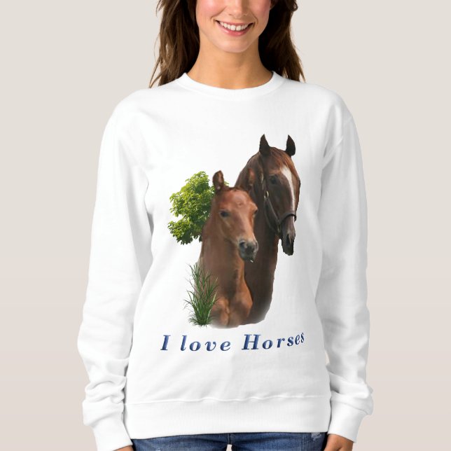 I Liebe Pferde Sweatshirt (Vorderseite)