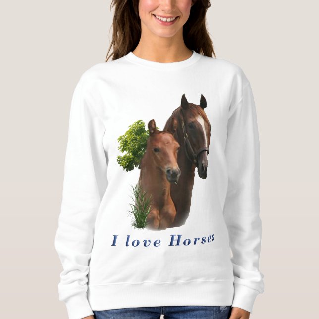 I Liebe Pferde Sweatshirt (Vorderseite)