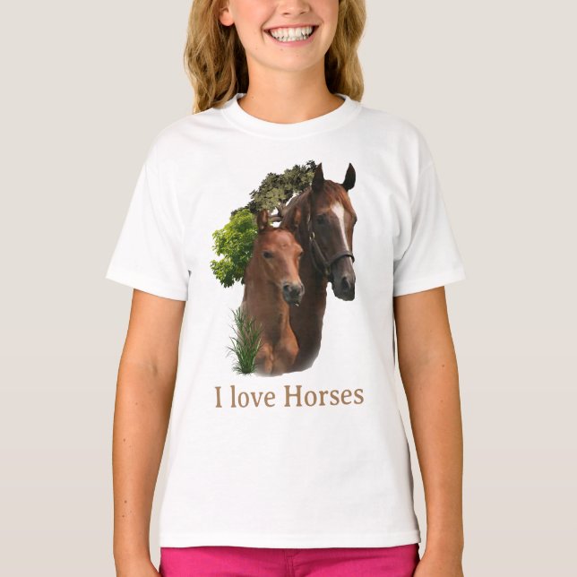 I Liebe Pferde T-Shirt (Vorderseite)