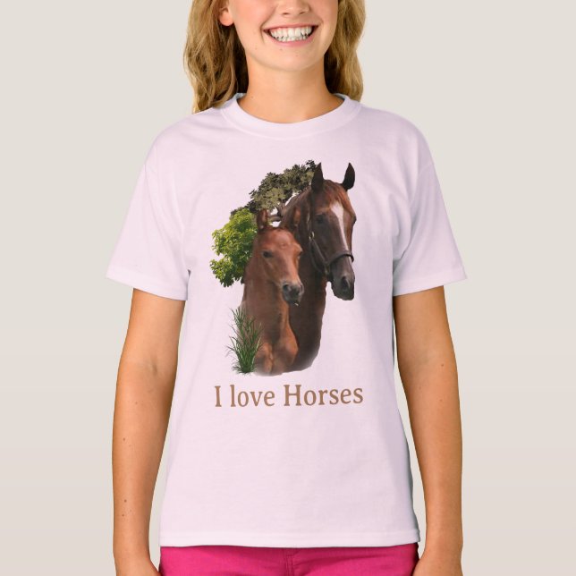 I Liebe Pferde T-Shirt (Vorderseite)