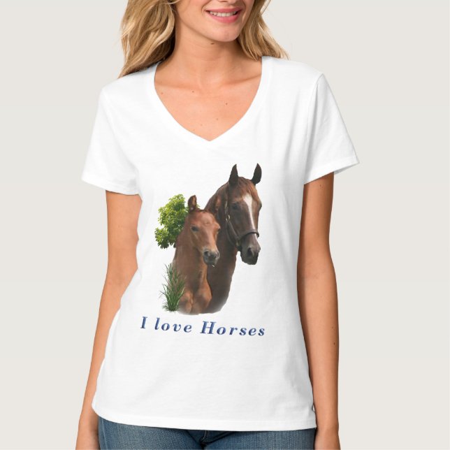 I Liebe Pferde T-Shirt (Vorderseite)