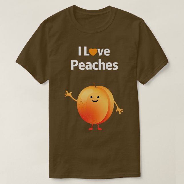 I Liebe Pfirsiche Obst und Gemüse T-Shirt (Design vorne)