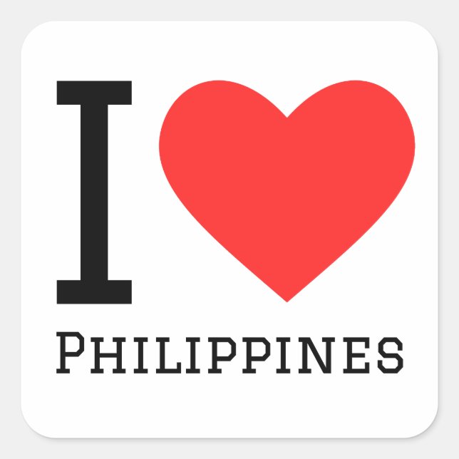 I Liebe Philippinen Quadratischer Aufkleber (Vorderseite)