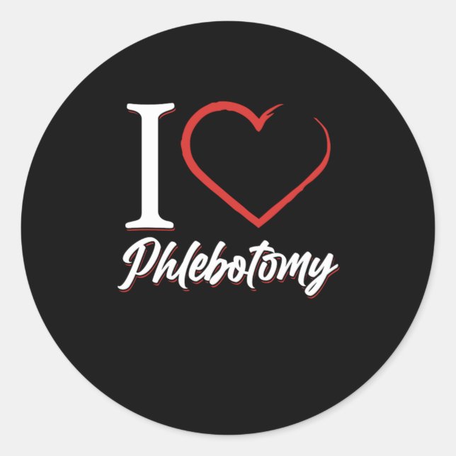 I Liebe Phlebotomie Phlebotomie Herzblutspritze Runder Aufkleber (Vorderseite)