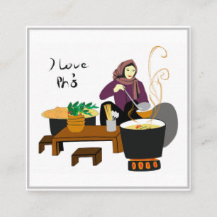 I Liebe Pho bo (vietnamesischer Geschmack) Quadratische Visitenkarte